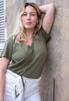T-shirt d'allaitement Manches Courtes GREENWICH Olive Branch - 100% Tencel™ Lyocell