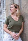 T-shirt d'allaitement Manches Courtes GREENWICH Olive Branch - 100% Tencel™ Lyocell