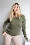 T-shirt d'allaitement Manches Longues LOUNGE Olive Branch - 100% Tencel™ Lyocell
